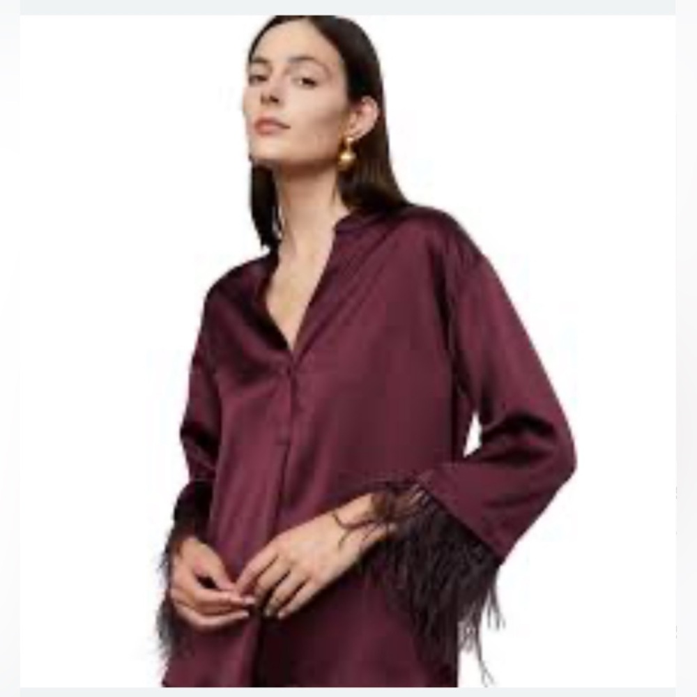 Bailey 44 Deep Burgundy Satin Top